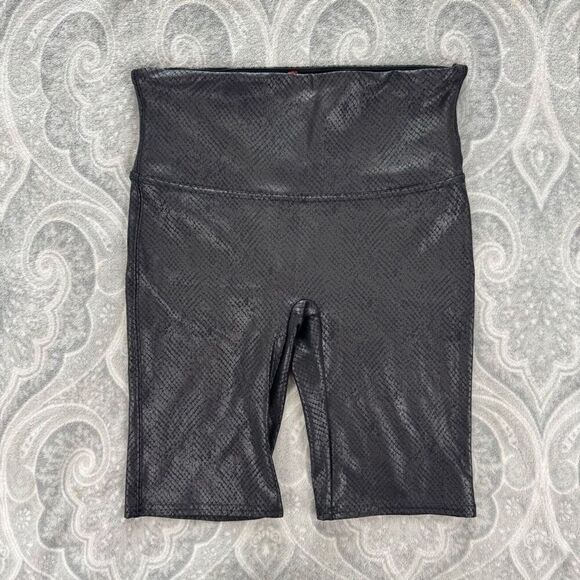 Womens Spanx Faux Leather Biker Shorts - Picture 1 of 4